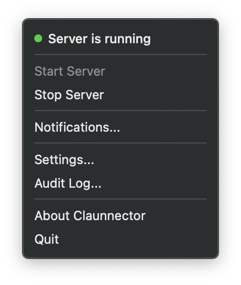 Menubar server status